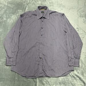ROBERT TALBOTT Classic Men's Shirt Button Up Long Sleeve Pocket Purple Stripe XL